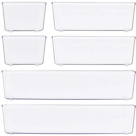 Simple Houseware Clear Drawer Organizer for Office Bin Desk Storage, Assorted Size, 6 Packs