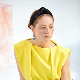 Knotted Headband Non Slip Floral Printed Headband Wide Head Band Fashion Hairband Top Knot Headbands for Women (Black, One size)