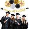 Black Gold Party-Decoration Graduation Banner - 14pcs Kits Cap Garland