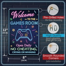 YOYI ART Game Room Decor Sign - Welcome to The Games Room, Vintage Metal Tin Signs for Gaming Room, Bedroom, Teen Boy Room Decor Accessories, Cool Stuff Gifts for Boys and Game Lover, 8 x 12 inch