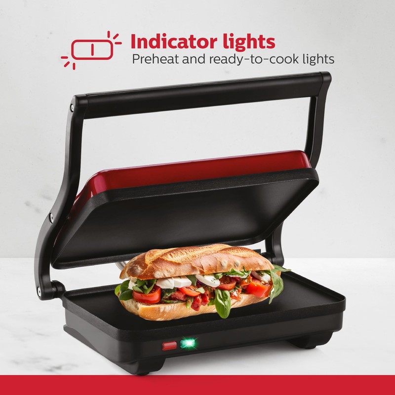Holstein Housewares 2-Slice Electric Griddle, Non-Stick Sandwich Maker with Adjustable