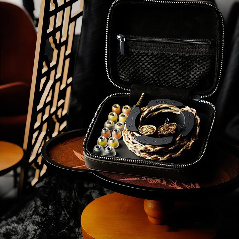 TANGZU Leather Earphone Case, Water-Resistant Portable Earbuds Storage Case for