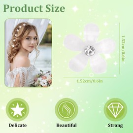20-teiliges Set mit Mini-Strass-Blumenhaarnadeln, süßen Haarnadeln, Blumenhaarnadeln, exquisiten kleinen Haaraccessoires, geeignet zum Fotografieren, für den Alltag, Partys und Hochzeiten (weiß)