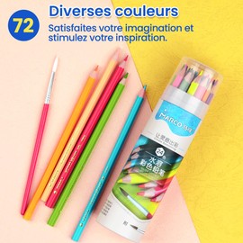 MARCO Children's Colouring Pencils, 72 Colours, Water Soluble Pens in Hexagonal Format with Brush, Ideal for Art Students and Beginners D4320 Series Back to School Gift