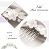 Jeairts Bride Flower Wedding Hair Comb Silver Leaf Bridal Headpiece