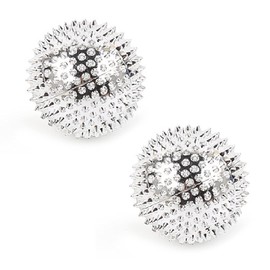 Layhou Pack of 2 Magnetic Acupressure Balls, Hedgehog Ball, Massage Ball, Magnetic Spiked Massage Ball, Medium 47 mm Diameter, Acupressure Massager (Silver (47 mm))