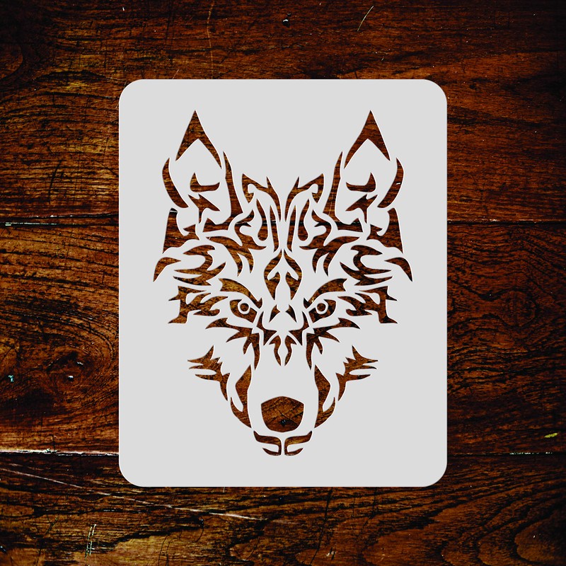 Wolf Stencil, 8.5 x 11 pulgadas, cabeza de lobo ártico