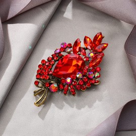 EVER FAITH Bouquet Brooch Bridal Rhinestone Crystal Pin Shiny Teardrop Marquise Vintage Jewellery Gift for Women, Crystal