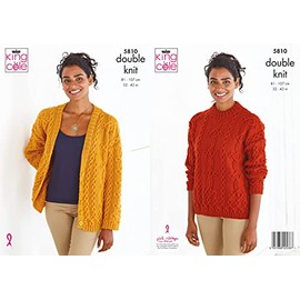 King Cole 5810 Knitting Pattern Womens Cardigan and Sweater in Merino DK