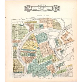 Historic 1929 Wall Map - Atlas and plat Book of Elkhart County, Indiana - Map of The City of Elkhart & Environs 6 16in x 18in