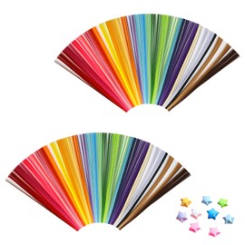 Pine & Linen 2700pcs Origami Stars Papers Strips,27 Colors Windspeed Origami Star Paper Strips Solid Color Gradient Color Paper,Strip Lucky Star Decoration for DIY Arts Crafting/Handicrafts(Set-A)