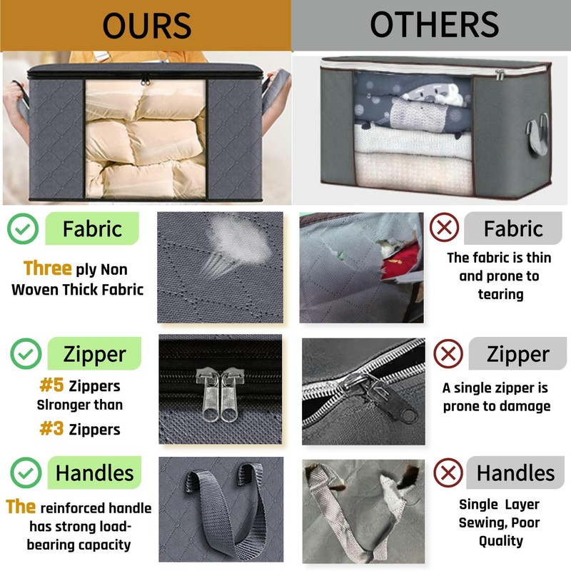 EvanGrinzia 6 Pack Clothes Storage Bag, Foldable Storage Bin Closet