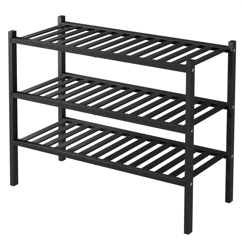 ROMGUAR CRAFT 3 Tier Bamboo Shoe Rack for Closet Free