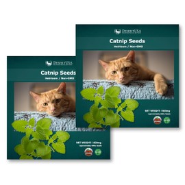 DesertUSA Catnip Seeds for Planting, 4400+ Herb, Indoor or Outdoor Growing, Heirloom, Non-GMO, Cats Love Catnip Leaves. (Catnip Seeds, 2 X 1500mg)