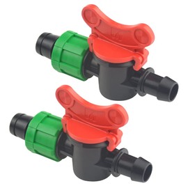 XINMEIWEN 10Pack Drip Irrigation Switch Valve Universal Drip Irrigation Tubing Coupling Valve Drip Connector Fitting Compatible with 16 to 17 mm Drip Tape Tubing Sprinkler System (Green Red)