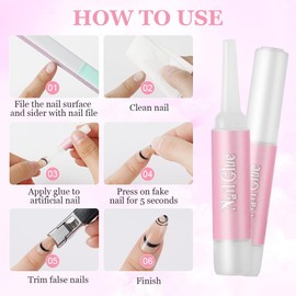 Nail Glue, Extra Strong (2 g) On Nail Glue for Artificial Nail Tips, Press On Nails for Tips, Nail Glue Nail Glue for Torn Nails, for Artificial Nails, False, Natural Nails, Rhinestones, Pack of 10