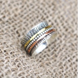 ENERGY STONE 925 Sterling Silver Fidget Ring | Women Spinner Ring | Beautiful Imperfection | Freeform Folded Silver Shinning Bright and Uninhibitedly | Be Yourself | Centering Spins | Size 11