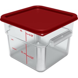 Carlisle FoodService Products Squares Plastic Food Container Lid, Storage Container Lid, Square Lid with Stackable Design for Food Storage, 6 To 8 Quarts, Red
