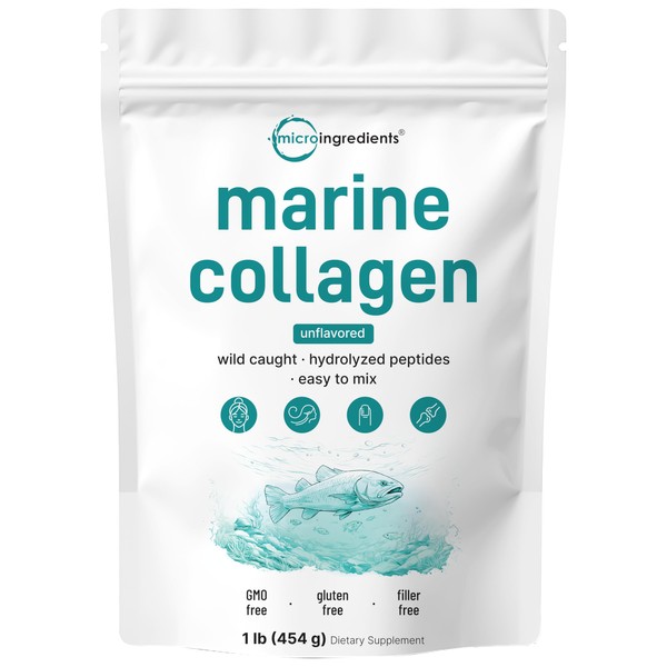 Micro Ingredients Marine Collagen Peptides Powder, 1 lb | Type