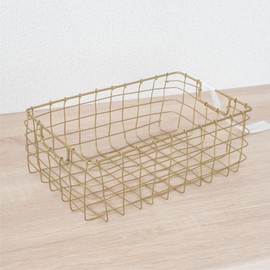 (Stylish Basket That Fits Your Life) Wire Basket Storage Basket Brass-Style Rectangular Rectangular Shape Width 9.3 inches (23.5 cm) Rectangular, Medium Size, Antique Citore