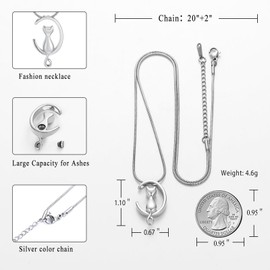 memorial jewelry Cat Urn Necklaces for Ashes for Women Men Cremation Pendant Necklace for Ashes Stainless Steel
