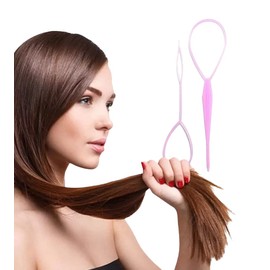 Set of 2 Hair Twister Bun or Topsytail Styling in Seconds Hairstyle Aid Set Including Video Tutorial (Rose)