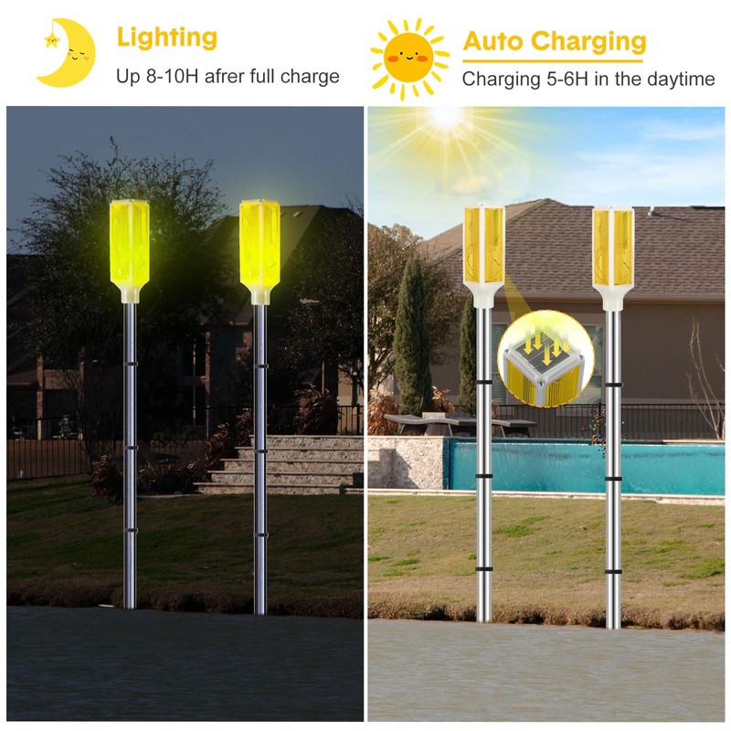 Macarrie 6 Pcs Solar Powered Driveway Markers Reflector Lights Landscape