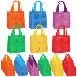 FCKLVMC 42 Pcs 6 Colors Birthday Party Favour Bags, 20 x 20 x 9cm Gift Bags with Handles for Birthday Party