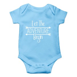 AW Fashions Let The Adventure Begin Baby Body suit Newborn Girl Coming Home Outfit Adorable Boy Apparel (6 Months, Light Blue)