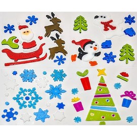 Christmas Window Stickers, 4 Sheets, Christmas Gel Clings - Decorations
