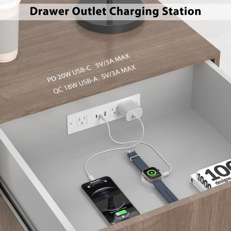 Furniture Drawer Outlet, Recessed Power Strip with (3) PD 20W