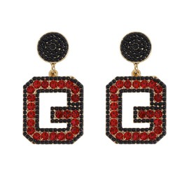 Game Day Earrings Football Sports Team Spirit Earrings Crystal Rhinestone Beaded Jewelry Gifts for Sport Fans-Team G red