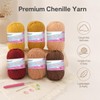 Jaciensh Soft Chenille Crochet Yarn, 6x50g Fluffy Plush Knitting Wool,