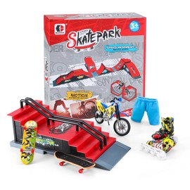 BROKIG Decktoy Finger Skateboard Sets,Fun Fingerboard Skatepark Kit Mini Finger Boards - Finger Training Toys for Kids Boys Gifts or Adult Party Toys (HB-002)