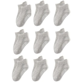 9 Pairs Baby Non Slip Toddler Socks, Soft Cotton Kid Ankle Socks For 1-3/3-5/ Years Old Boys Girls Kids Children Breathable Infant Crew Socks with Grips For Baby Boy Girl