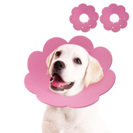 PUMYPOREITY 2 Pieces Cat Collar Adjustable Collar Cat Collar Recovery Collar Soft Collar Cone After Surgery for Puppies Small Dogs and Cats (Pink, L)