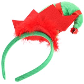 SEWACC Christmas Hat Headband, Plush Elf Hat Hair Hoop, Xmas Elf Costume Headwear for for Holiday Party