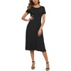 EXCHIC Women's Short Sleeve Round Neck Waisted Slim Summer Midi