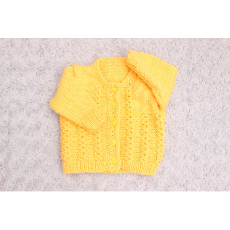 Knitting Pattern for Babies Round Neck Cardigan New-Born - (16")