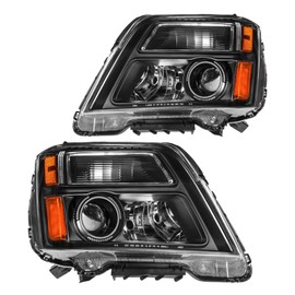 ZonCar Headlight Assembly, Black Housing + Amber Reflector + Clear Lens, Compatible with 2016-2017 GMC Terrain, Pack of 2 (Driver & Passenger Side), OE Replacement