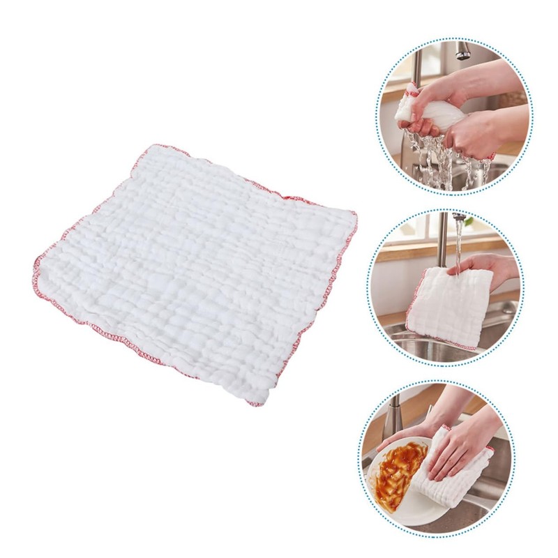 CHILDWEET 6Pcs Ultra Absorbent Cotton Kitchen Dishcloths Thick Cleaning Towels