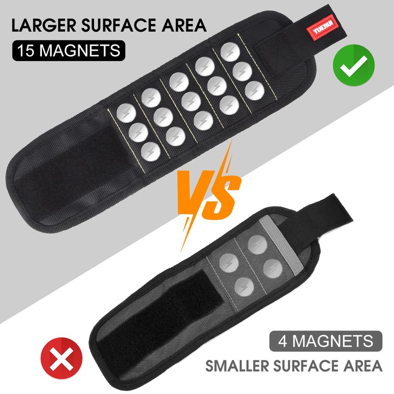 Magnetic Wristband for Tools with Powerful Magnets for Holding Screws