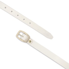 Lois - Wide Leather Belt for Women, Belt 3 cm Wide, Leather Belt, Elegant Belt, Belt, White-Golden