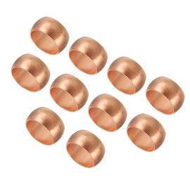 TA-VIGOR 10mm Tube OD Compression Sleeves Ferrules, 10PCS Copper Ferrule Fitting Brass Compression Fittings, Copper Olives Assortment Kit for Oil Water Air Pipe