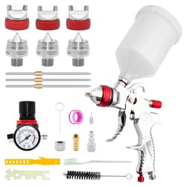 ZOSANY HVLP Air Spray Gun Kit, Automotive Gravity Feed Paint Spray Gun Kit with 1.4, 1.7, 2.0mm Nozzles Sets, 600cc Paint Cup, Air Compressor Regulator, for Auto Paint and Touch Up