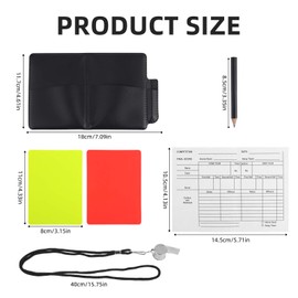 Gosknor Soccer Referee Kit, Warning Football Referee Kit Include Yellow Red Cards, Loud Crisp Sound Whistle with Lanyard, Record Paper, Pencil, Card Holder, for Referees Lifeguard
