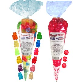 Assorted 12 Flavor Gummy Gummi Bears And Sour Cherry Balls Fire Engine Red (NET WT 21 OZ) Gourmet Kruise Signature Gift Bags