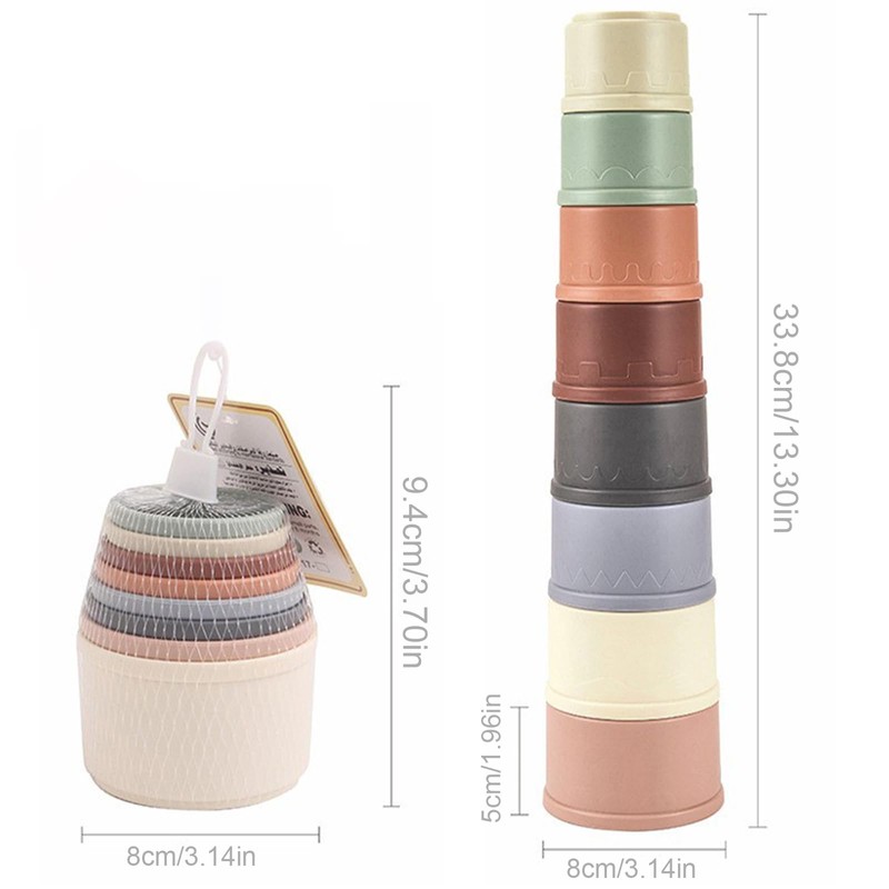 Eruceky Stacking Cup Toy, Stacking Tower with 8 Cups, Stacking