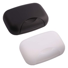 Inovat 2 Pcs Plastic Soap Case Holder Container Box Home Outdoor Hiking Camping Travel Black & Clear