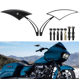 RIDLOG Motorcycle Blade Rear View Mirrors Motorcycle Mirrors 8mm/10mm Side Mirrors Fit for Harley Softail Dyna Cruiser Electra Glide Dirt Street Bike Scooter Chopper Sportster (Black)